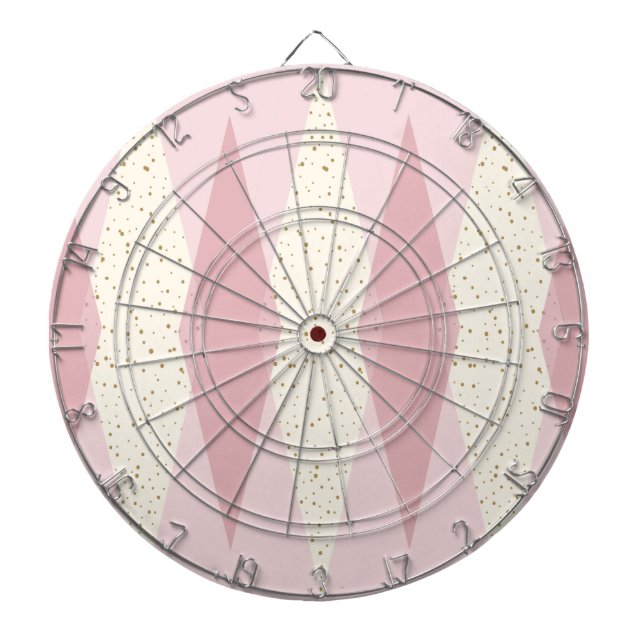 Tablero Dardos Placa Dart Argyle Rosa Moderna do meio século (Frente)