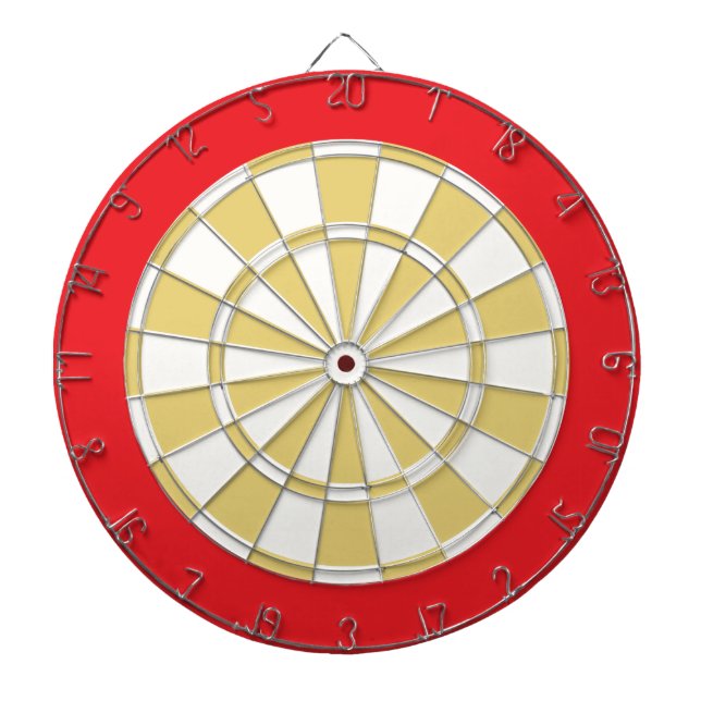 Tablero Dardos Placa Dart: Branco, Antigo Dourado E Vermelho (Frente)