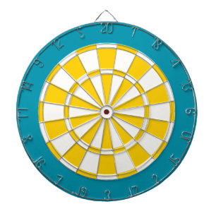 Tablero Dardos Placa Dart: Branco, Ouro Amarelo E Teal