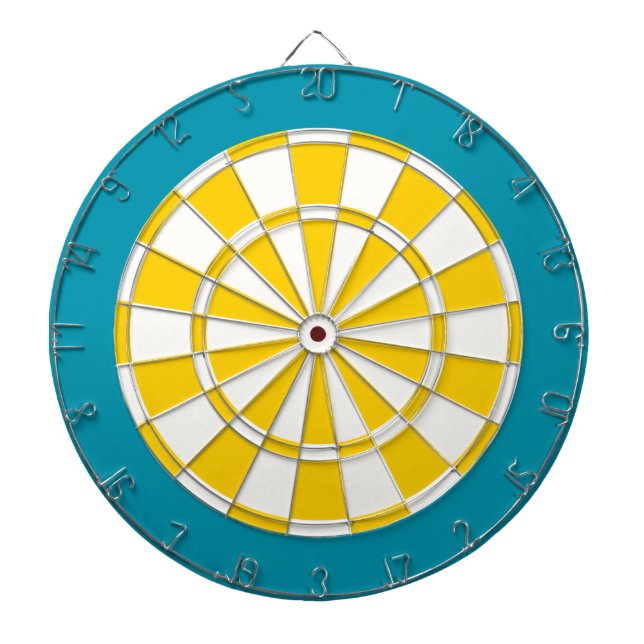 Tablero Dardos Placa Dart: Branco, Ouro Amarelo E Teal (Frente)