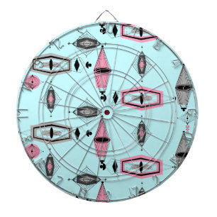 Tablero Dardos Placa Dart de Padrão Rosa Atômico e Cinza