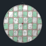 Tablero Dardos Placa Dart do Jade Starbursts Retro<br><div class="desc">Este Quadro Retro Jade e Starbursts Brancos é tão adoravelmente uma era espacial que você não conseguirá conter seu entusiasmo. E por que você iria querer? Este meio século de inspiração moderno de 1960 apresenta um fundo de cinzas de urze escuras e linhas de retângulos perfeitamente imperfeitos em cinzas de...</div>
