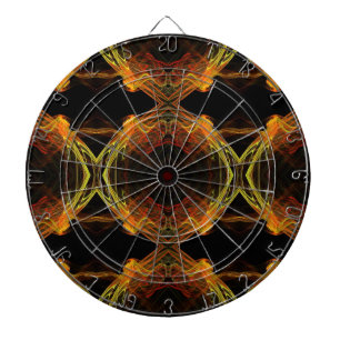 Tablero Dardos Placa de dardos Fractal Preta, Laranja e Amarela