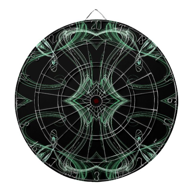 Tablero Dardos Placa de dardos verde-abstrato preto e verde-lacre (Frente)
