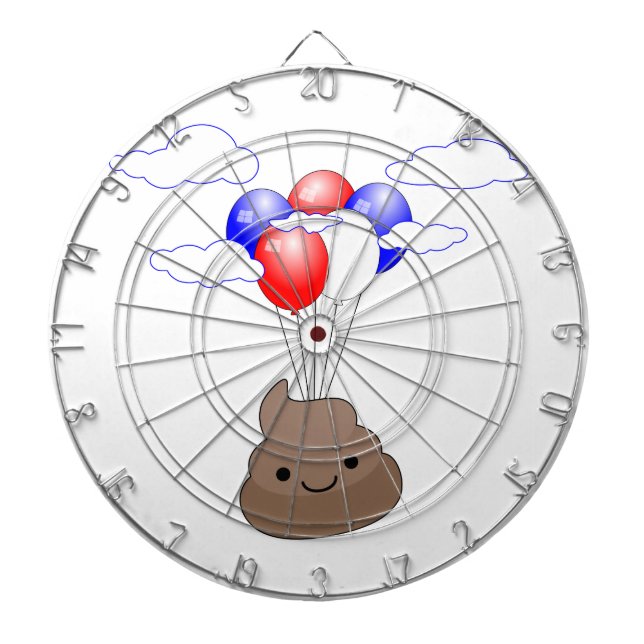 Tablero Dardos Poo Emoji Voando Com Balões (Frente)