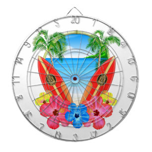 Tablero Dardos Praia e prancha tropicais