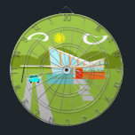 Tablero Dardos Primaveras Retro Palm House Dart Board<br><div class="desc">Esta Casa de Primaveras de Palma Retroativa com o Conselho de Arte do Carro é um sonho do amante moderno do meio século. A design de arte minimalista apresenta uma elegante casa de laranja e vidro com um teto dramaticamente inclinado de forma de marca de seleção. A porta vermelha compensa...</div>