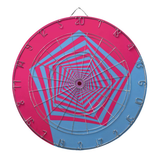 Tablero Dardos Quadro espiral cor-de-rosa e azul do Pentágono (Frente)