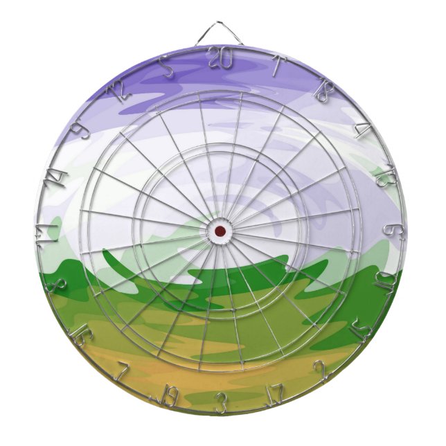 Tablero Dardos Retro pintura ondas de arte (Frente)