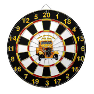 Tablero Dardos Roadster idoso amarelo com design do foill do