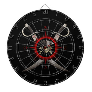 Tablero Dardos Rosa de compasso do crânio do pirata