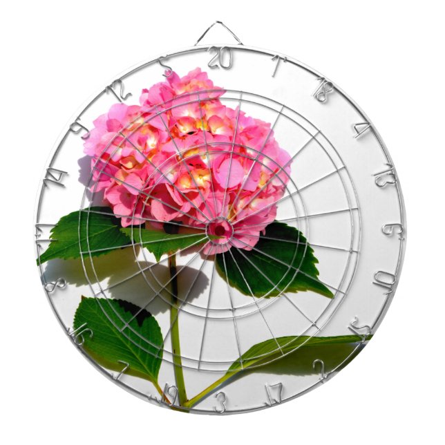 Tablero Dardos Rosa Hidrangea flores cor-de-rosa rosas (Frente)