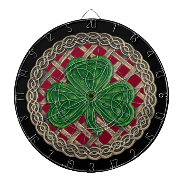 Tablero Dardos Shamrock Vermelho No Placa Dart Celtic Knos (Frente)