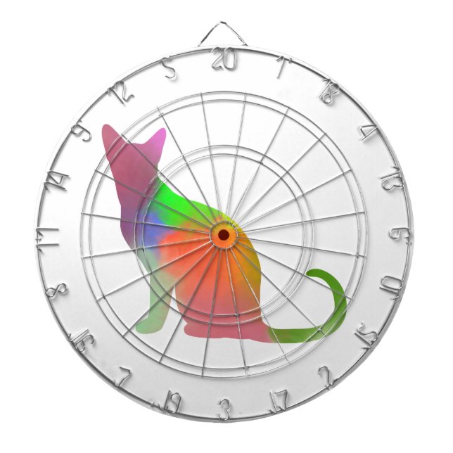 Tablero Dardos Silhuette Gato de Aquarela (Frente)