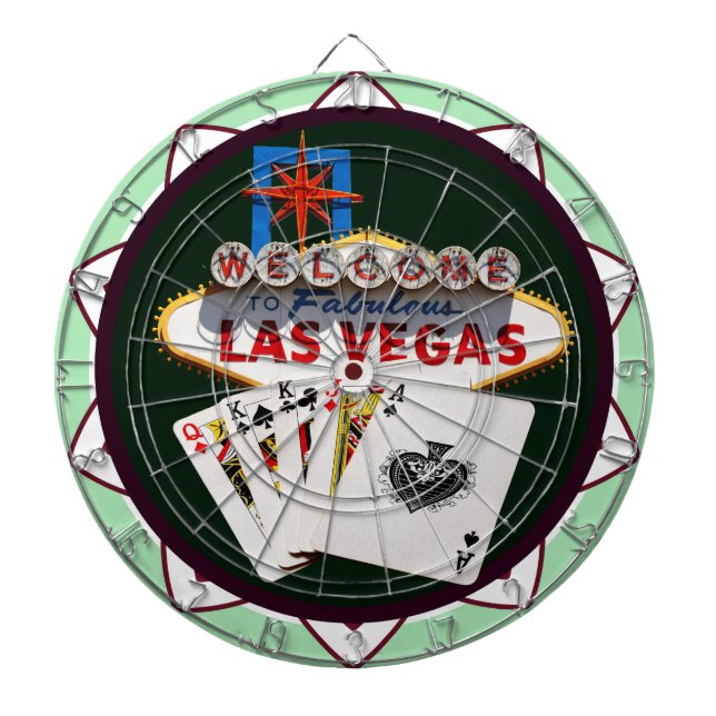 Tablero Dardos Sinal De Las Vegas E Duas Chamadas Poker Chip (Frente)