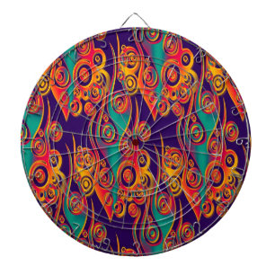 Tablero Dardos Tatuagem - Arte Padrão - chamas e círculos