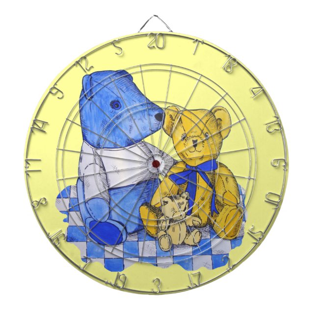Tablero Dardos três ursinhos bonitinhos na arte original de pano  (Frente)