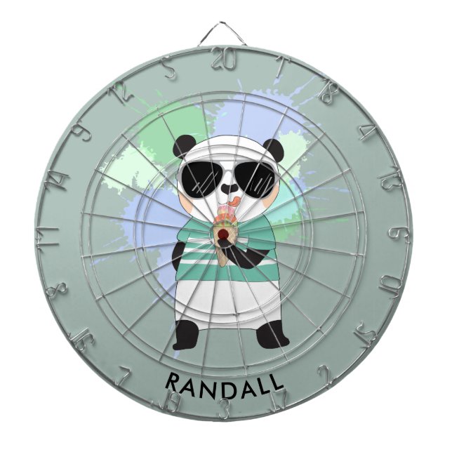 Tablero Dardos Urso Panda hipster com Qualquer Nome (Frente)