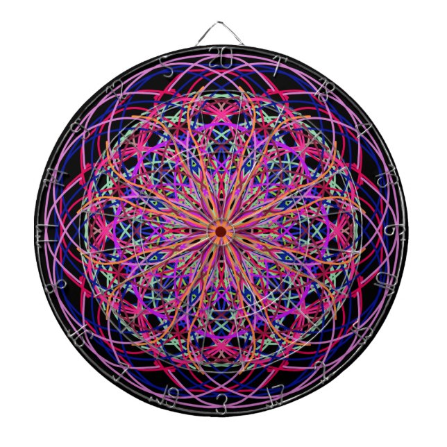Tablero Dardos Vermelho rosa Negro Caleidoscópio Mandala Art (Frente)