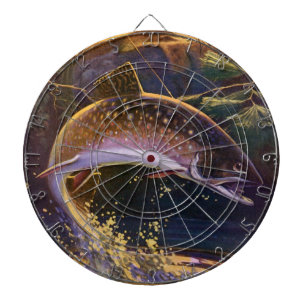 Tablero Dardos Vintage Brook Trout Fish Pescador, Pesca Desportiv