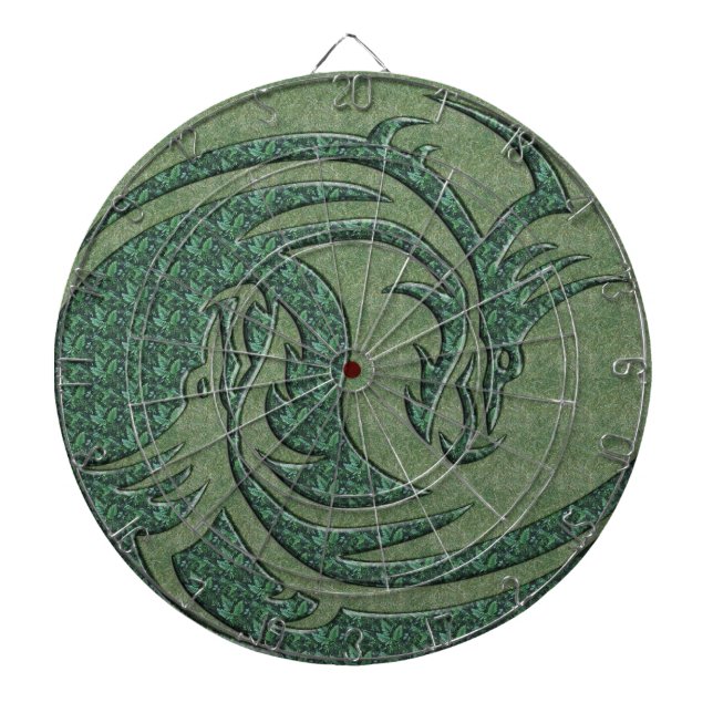 Tablero Dardos Yin e Yang, dragão amarelo e vermelho (Frente)