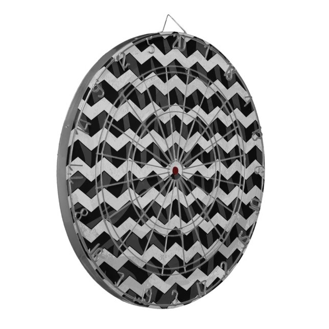 Tablero Dardos Zebra Black e Cinza Chevron (Frente Esquerda)