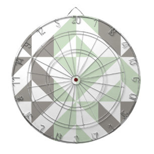 Tablero Dardos ZigZag Geométrico de Sage Green e Silver