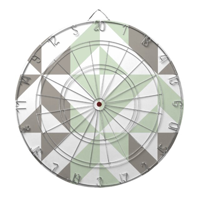 Tablero Dardos ZigZag Geométrico de Sage Green e Silver (Frente)
