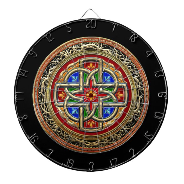 Tablero De Dardos [200] Cruz Celta [Dourado+Enamel] (Frente)