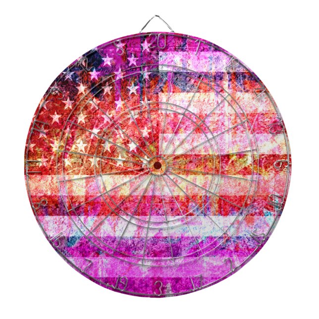 Tablero De Dardos American Flag Art Grunge #4 (Frente)