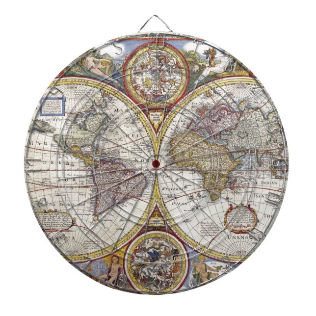 Tablero De Dardos Antigo Mapa do Mundo (Frente)