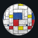 Tablero De Dardos Arte Moderna De Stijl Geométrica Minimalista Mondr<br><div class="desc">Design Minimalista Mondrian De Stijl em Arte Moderna com Blocos de Cores Vermelho,  Azul,  Amarelo e Branco.</div>