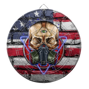 Tablero De Dardos Bandeira americana do Biohazard do crânio de