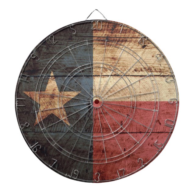Tablero De Dardos Bandeira do estado de Texas na grão de madeira (Frente)