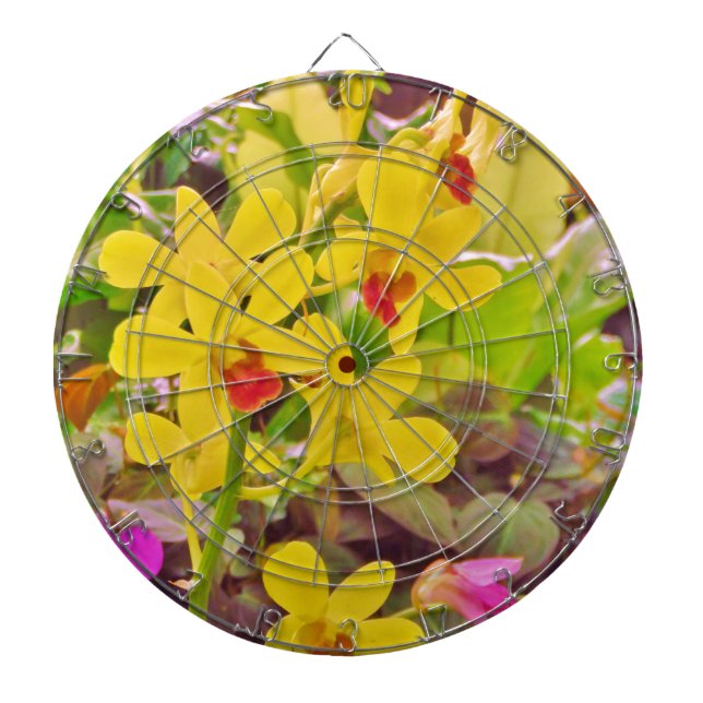 Tablero De Dardos Belas orquídeas amarelas de outono (Frente)
