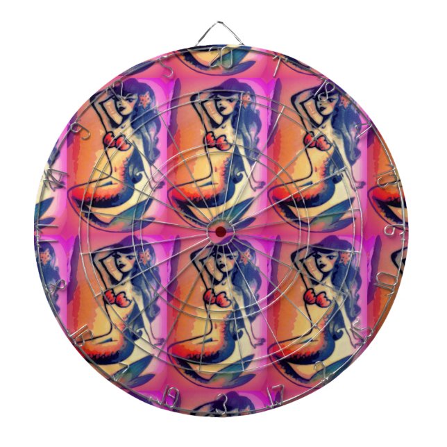 Tablero De Dardos beleza da sereia de cabelos escuros (Frente)