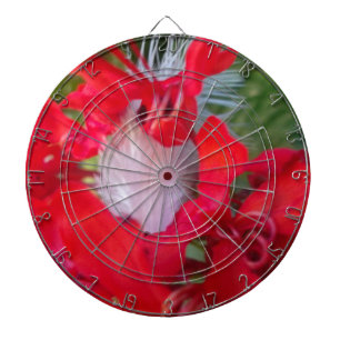 Tablero De Dardos Beleza Delicada: Flor Vermelho com Pena Branca