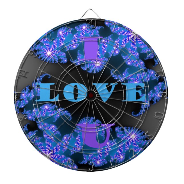 Tablero De Dardos Belo Design de Texto de Amor Azul Galático, (Frente)