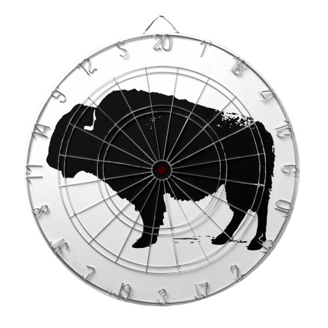 Tablero De Dardos Bison de Búfalo de Pop Preto e Branco (Frente)