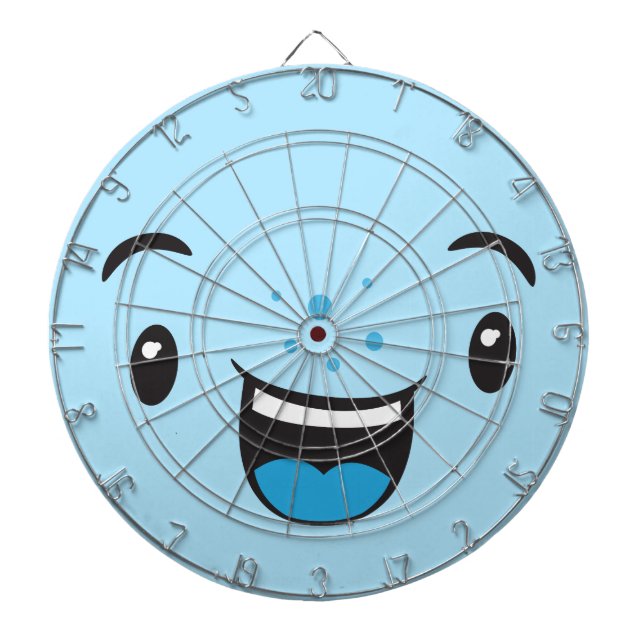 Tablero De Dardos Blue Smiling Kawaii Face Dart Board (Frente)