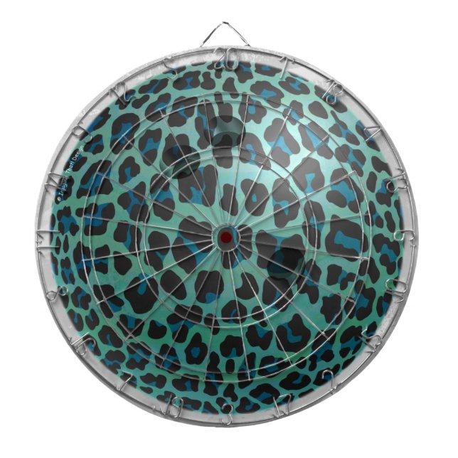 Tablero De Dardos Bola de boliche Leopard Teal (Frente)