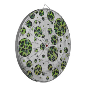 Tablero De Dardos Bolinhas Leopardo Preto e Verde