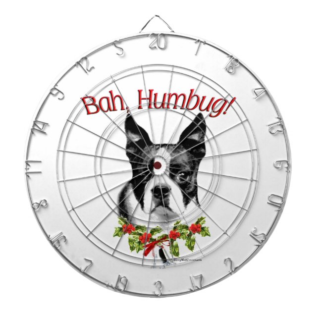 Tablero De Dardos Boston Terrier Bah Humbug (Frente)