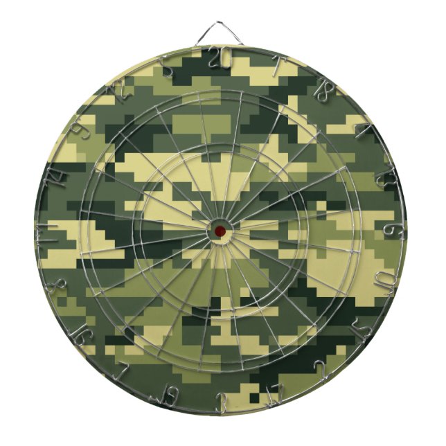 Tablero De Dardos Camuflagem Digital Woodland de 8 Bits / Camo (Frente)