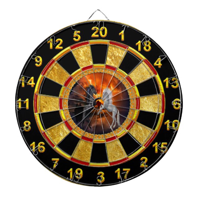 Tablero De Dardos Cavalos lutando em uma tempestade de raios (Frente)