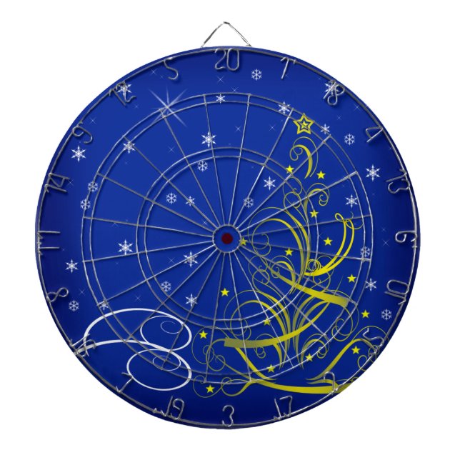 Tablero De Dardos Cena de Natal Azul (Frente)