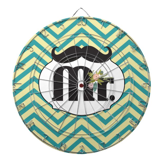 Tablero De Dardos Chalkboard Sr. Yellow e Green Zigzag Chevron (Frente)