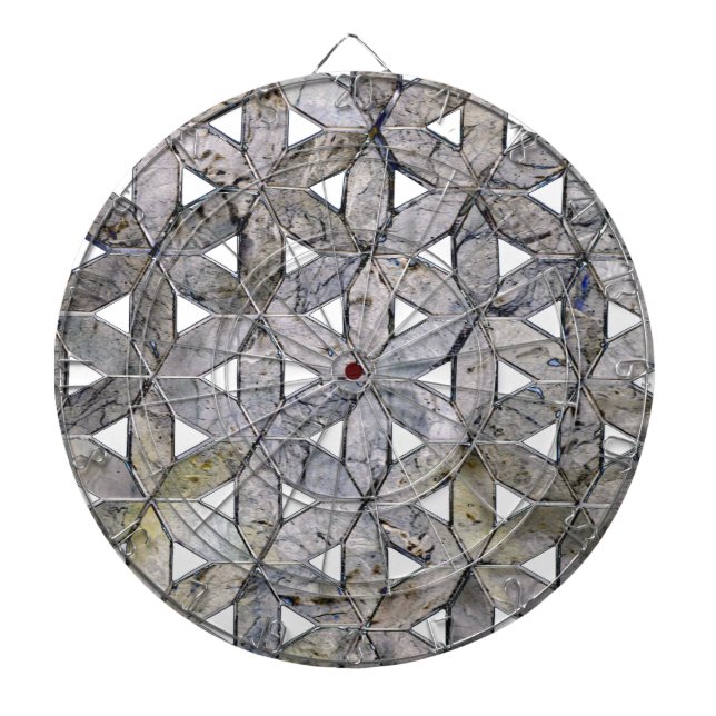 Tablero De Dardos Cinza natural Stone Mosaic, flor da vida (Frente)