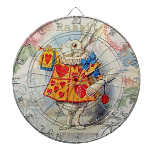 Tablero De Dardos Corações do Coelho Branco Alice Clássico (Frente)
