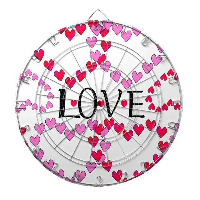 Tablero De Dardos Corações Pequenos, Vermelho Rosa, AMOR (Frente)